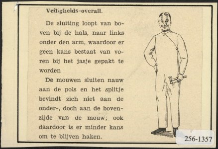 Ontwerp van een veiligheidskaart veiligheids-overall, Bestanddeelnr 256-1357