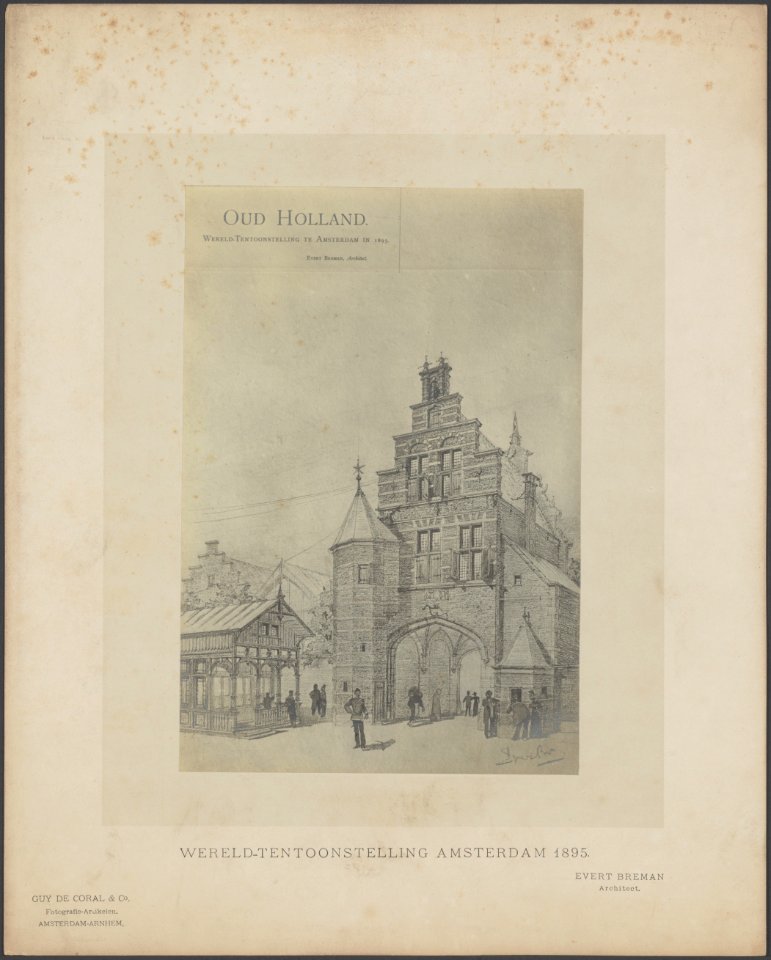 Ontwerp voor een Oudhollandse stadspoort met wachthuis. Architect Evert Breman, Bestanddeelnr 69
