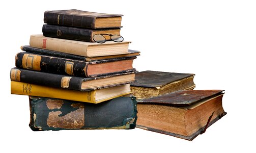 Stack old books photo