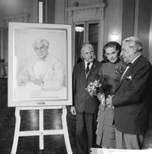 Onthulling portret van Louis van Gasteren, Bestanddeelnr 913-0310