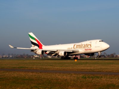 OO-THC Emirates Boeing 747-4HAF(ER), landing at Schiphol (AMS - EHAM), Netherlands, pic2 photo