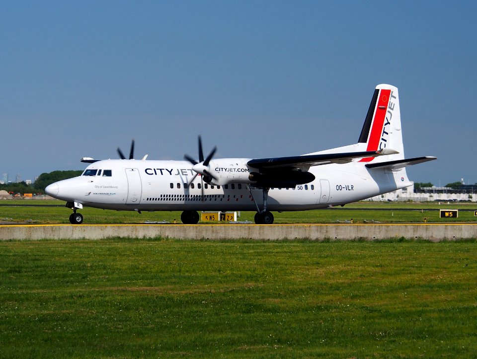 OO-VLR CityJet Fokker 50 taxiing at Schiphol (AMS - EHAM), The Netherlands, 18may2014, pic-1