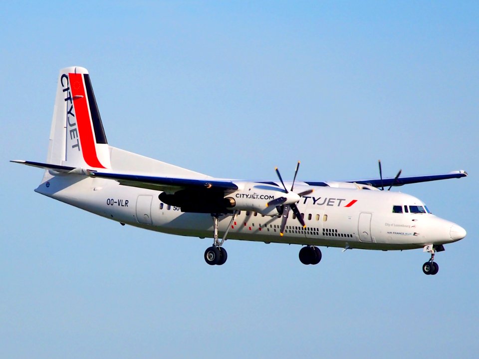 OO-VLR Fokker 50 - CityJet landing at Schiphol (AMS - EHAM), The Netherlands, 16may2014, pic1