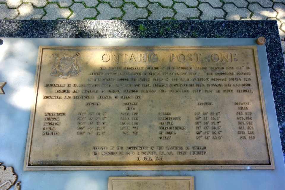 Ontario Post One map and plaque - Queen's Park, Toronto, Ontario, Canada - DSC01501