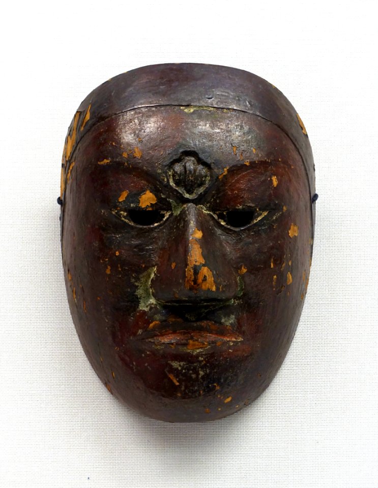 Onintei bugaku mask, formerly passed down at Niutsuhime Jinja, Wakayama, Japan, Kamakura period, 1200s-1300s AD, wood with polychromy - Tokyo National Museum - Tokyo, Japan - DSC09050