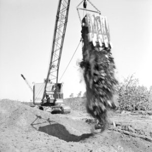 Ontginning, grondbewerking, egaliseren, bezanden, draglines, waterregge, Bestanddeelnr 159-0411