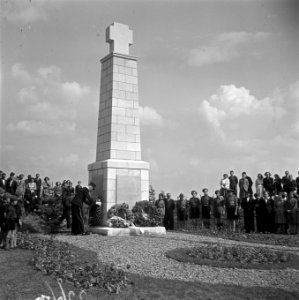 Onthulling monument gevallenen te Cuyk. Majoor Hueting legt krans, Bestanddeelnr 902-2660