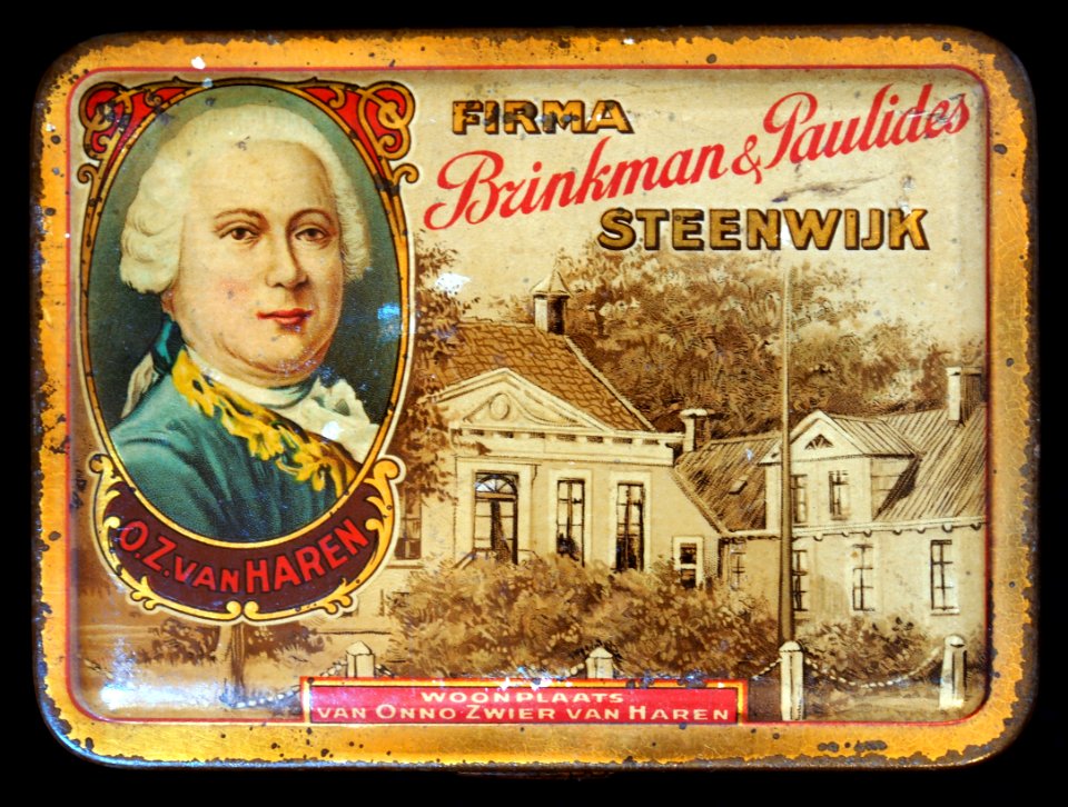 Onno Zwier van Haren sigarenblikje van Firma Brinkman & Paulides, Steenwijk