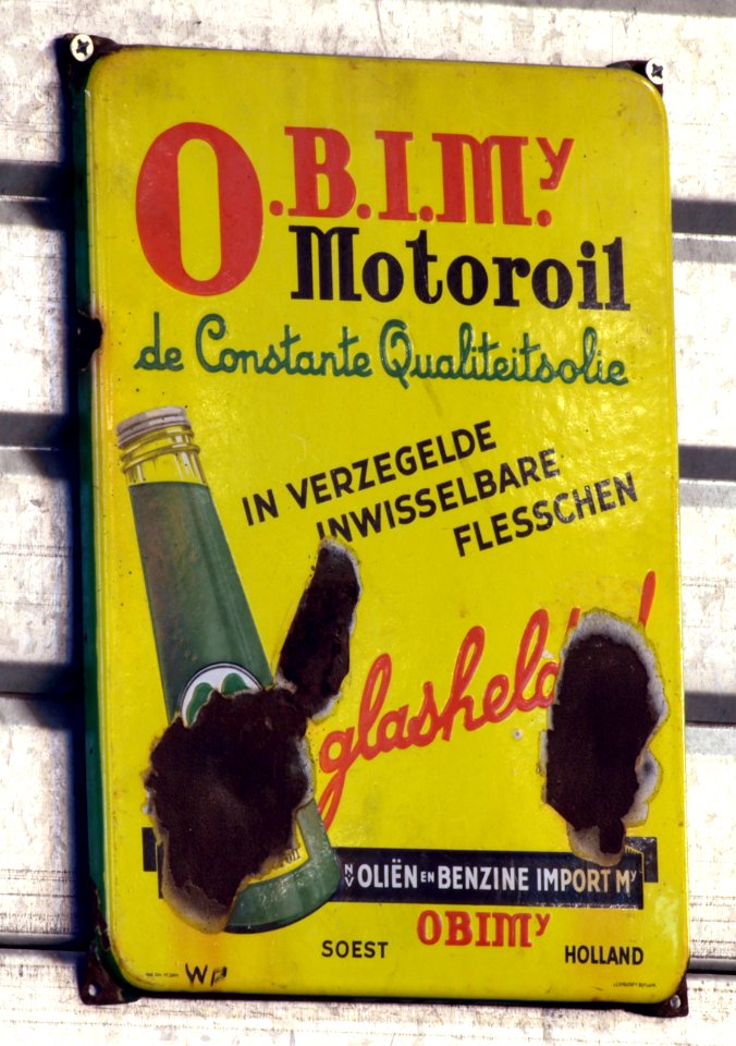 Obimy Motoroil, enamel advertising sign