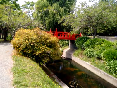 Oamaru Public Gardens - Red Japanese Bridge