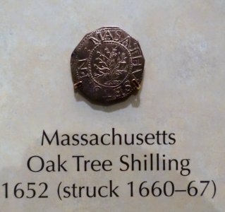 Oak Tree Shilling, Massachusetts, 1652 (struck 1660-1667) - National Museum of American History - DSC00184