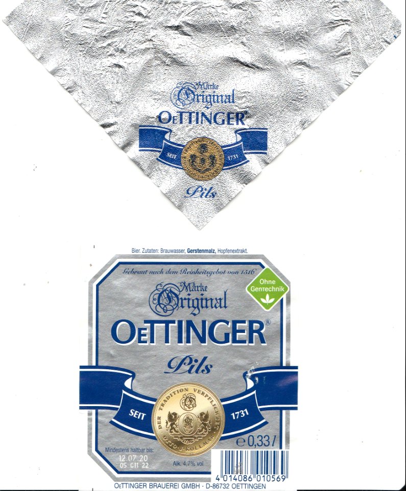 Oettinger Brauerei GmbH - Oettinger Pils 0,33l