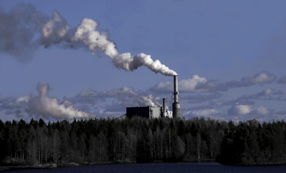 Pollution factory blue