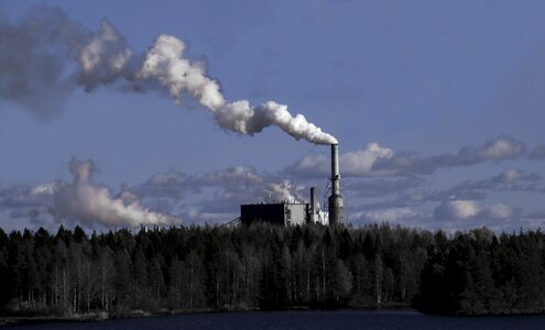 Pollution factory blue