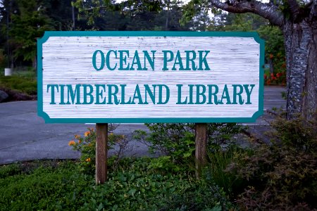 Ocean Park Timberland Library sign