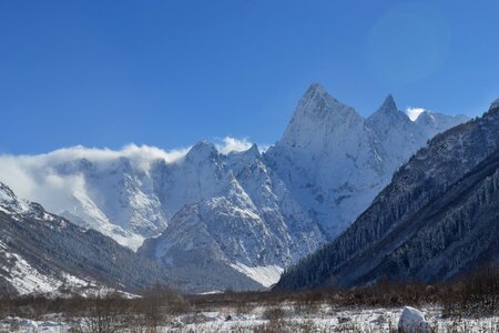 The caucasus winter landscape