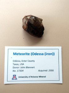 Odessa (iron) meteorite, Texas - University of Arizona Mineral Museum - University of Arizona - Tucson, AZ - DSC08505 photo