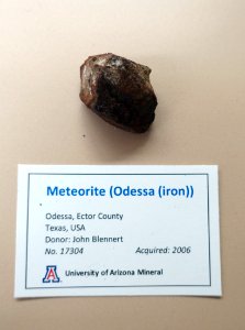 Odessa (iron) meteorite, Texas - University of Arizona Mineral Museum - University of Arizona - Tucson, AZ - DSC08505