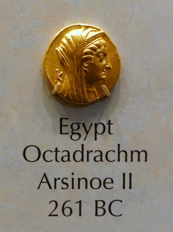 Octadrachm, Egypt, Arsinoe II, 261 BC - National Museum of American History - DSC00286