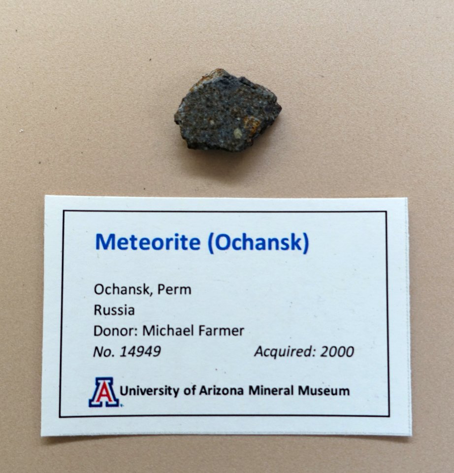 Ochansk meteorite, Russia - University of Arizona Mineral Museum - University of Arizona - Tucson, AZ - DSC08481