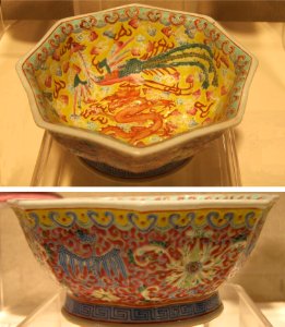 Octagonal bowl with dragon and phoenix designs, China, 20th century, glazed ceramic, Doris Duke Foundation photo