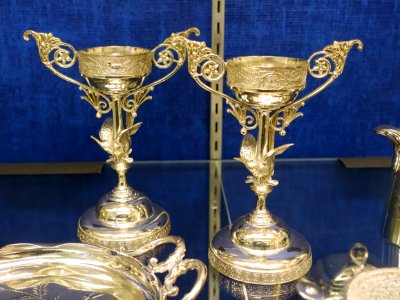 Nut dishes, Taunton Silver Plate, c. 1874, silver plate - Old Colony History Museum - Taunton, Massachusetts - DSC03997