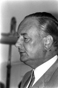 NPD verkiezingsbijeenkomst in Nordhorn, Duitsland Adolf Von Thadden , kop, Bestanddeelnr 922-7338