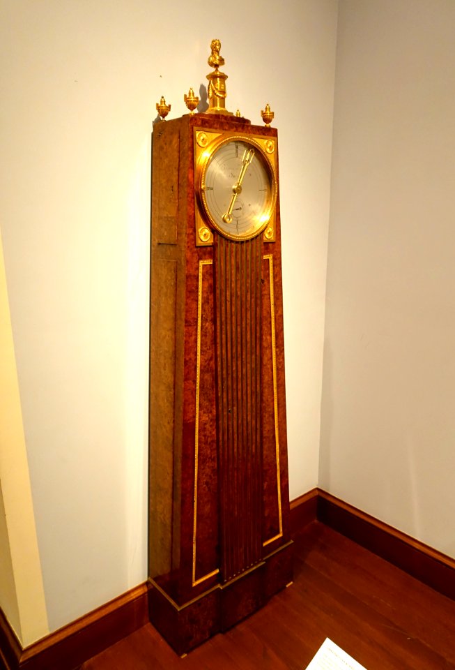 Obelisk clock with Franklin movement, case by David Roentgen, clockmaker Peter Kinzing, Germany, Neuwid-at-the-Rhine, c. 1785-1790, many woods, 2015.504- Metropolitan Museum of Art - New York City - DSC07663