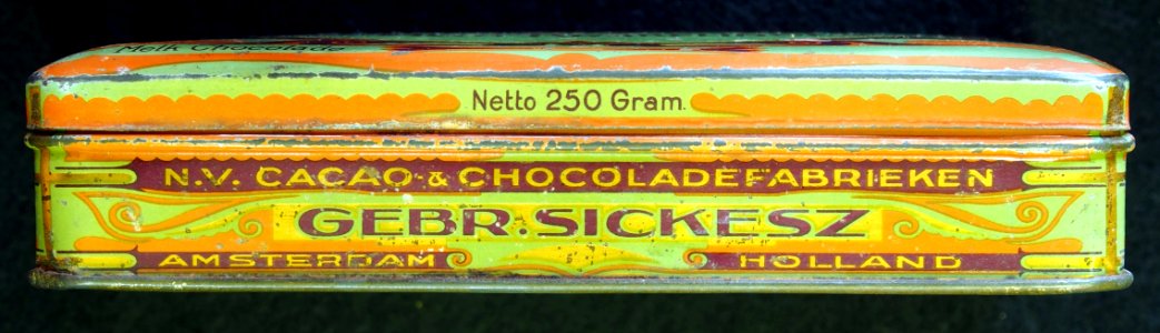 NV Cacao en chocolade fabriek Gebroeders Sickesz, Melk krakelingen blik foto2