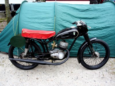 Old black DKW motorcycle photo