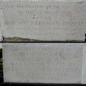 Old and New Foundation Stones at St Mary's Church, Hampden Park, Eastbourne