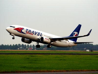 OK-TSD Travel Service Boeing 737-8Q8(WL) - cn 41795 takeoff from Schiphol pic1