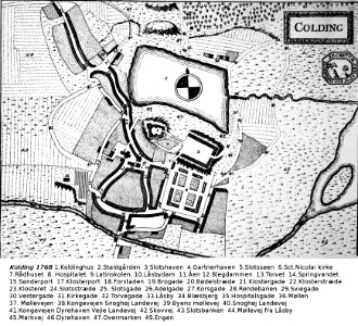 Old map of Kolding Denmark 1768 a