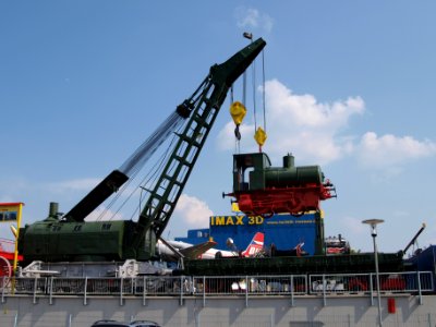 Old lock hanging on crane at Sinsheim p4