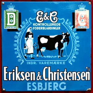 Old Danish enamel advertising sign, Eriksen & Christensen