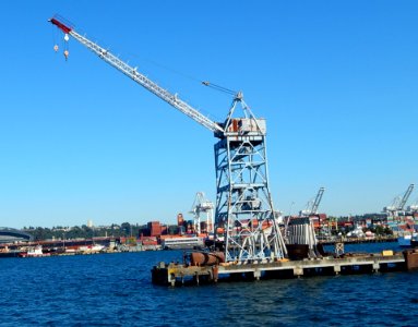 Old crane at Port of Seattle photo
