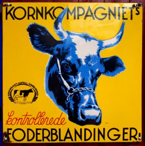 Old Danish enamel advertising sign, Kornkompagniets Foderblandinger