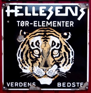 Old Danish enamel advertising sign, Hellesens