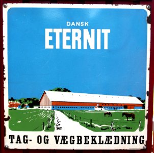 Old Danish enamel advertising sign, dansk Eternit