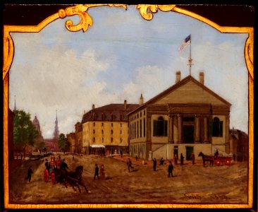 Old City Hall and the United States Hotel, Portland, Maine, by John Bradley Hudson, Jr., c. 1890, oil on panel - Portland Museum of Art - Portland, Maine - DSC04062