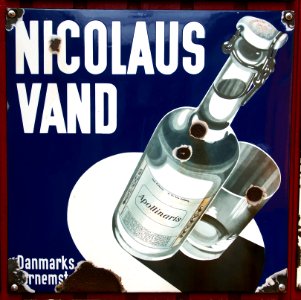 Old Danish enamel advertising sign, Nicolaus Vand