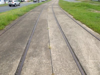 Old Cleveland Road Tramway Tracks closeup