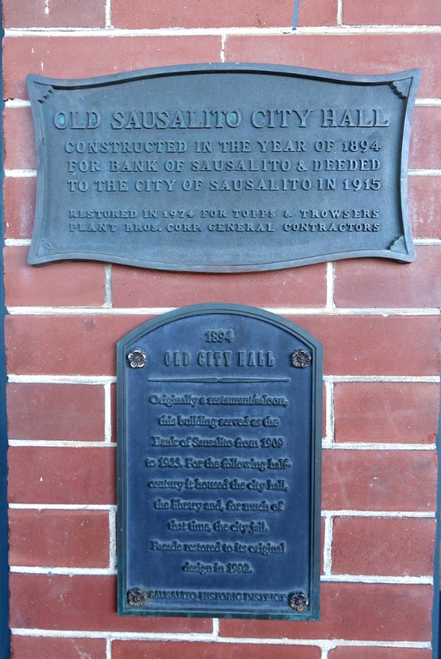 Old City Hall, 1894, plaques - Sausalito, CA - DSC03228