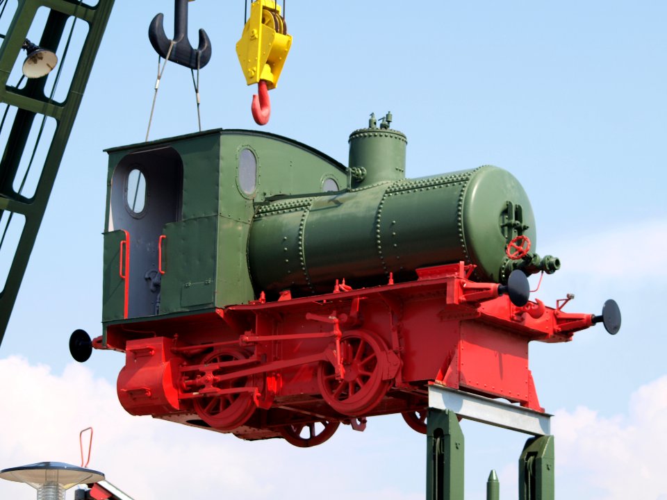 Old lock hanging on crane at Sinsheim p3