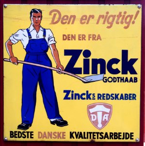 Old Danish enamel advertising sign, Zinck godthaab