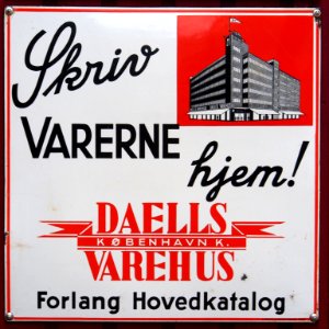 Old Danish enamel advertising sign, DAELLS VAREHUS