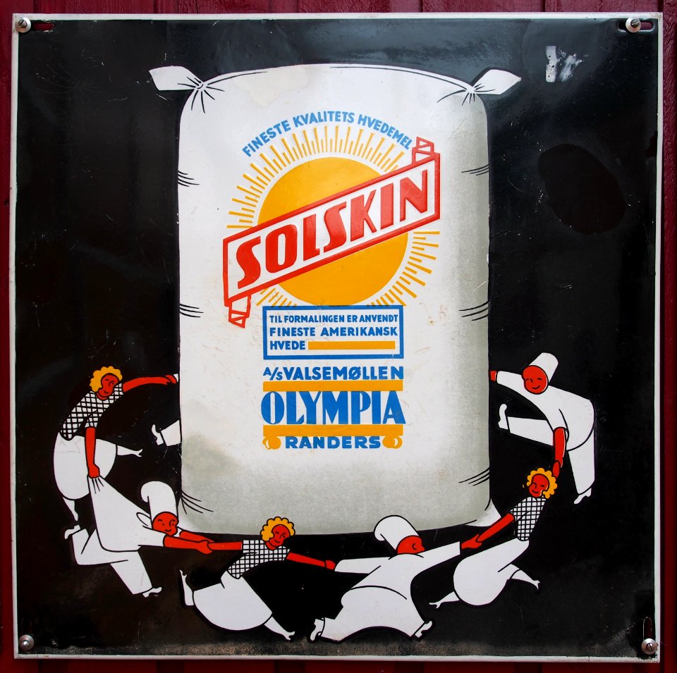 Old Danish enamel advertising sign, Solskin