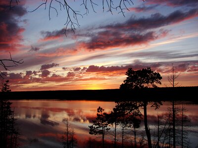 Sunset lake clouds