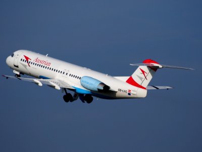 OE-LVC Austrian Airlines Fokker F100 - cn 11446, takeoff from Schiphol (AMS - EHAM), The Netherlands, 17may2014, pic-4