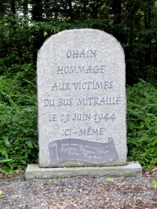 Ohain (Nord, Fr) mémorial bus mitraillé1944